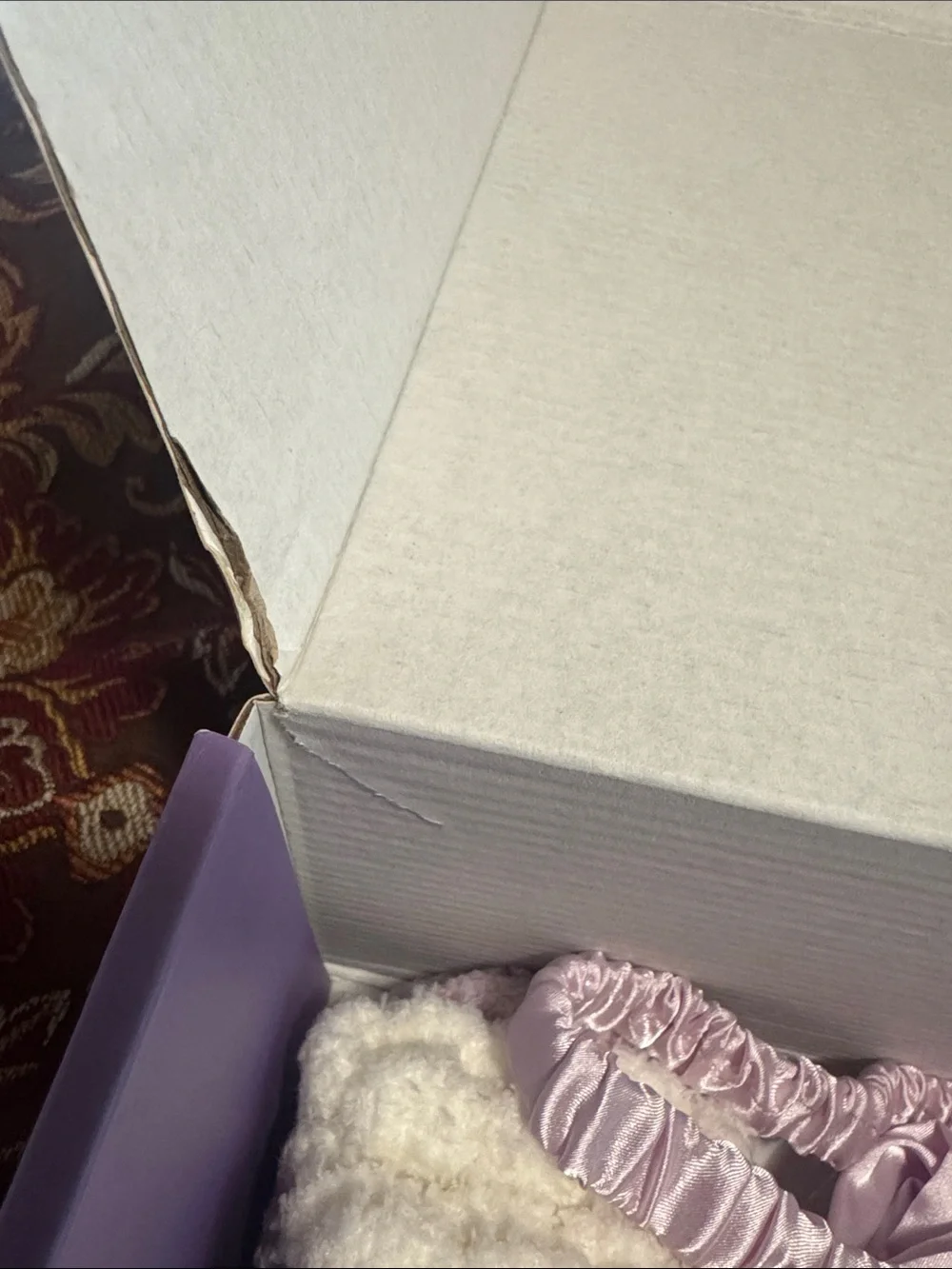 Purple Bath Gift Set Basket w/ Bath Bomb, Scented Candle & Marbled Bar Soap